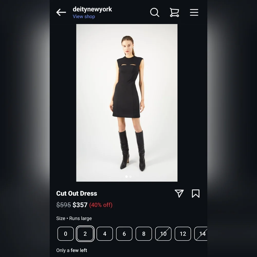 NWT DEITY New‎ York Black Sleeveless Cut-Out Mini A-line Minimalist Dress Size 8 - Picture 9 of 11